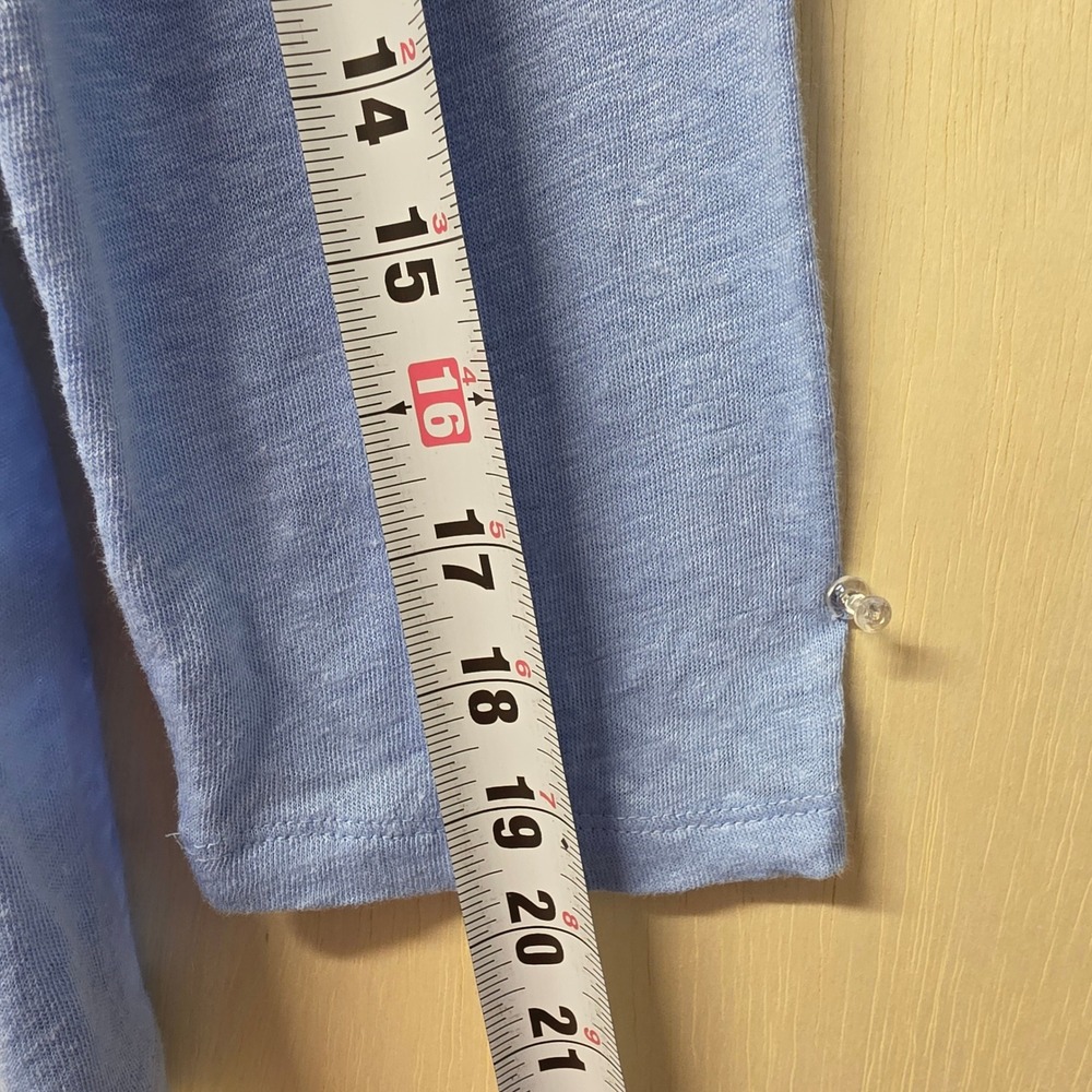 J. Jill Love Linen Blue Layered Hem Long Sleeve Top Medium Side Button Detail - Picture 8 of 16